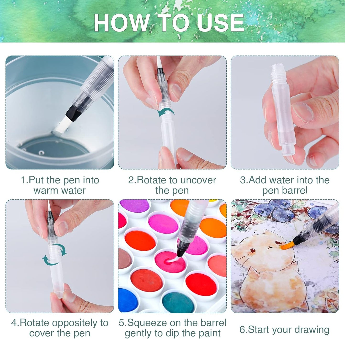 AROIC 65 Pieces Watercolor Paint Set,36 Colors Watercolor,10 Brushes,3 Refillable Water Brush Pens,16 Page Pad(8.5 * 5.5in),Profesional Watercolor Kit for Kids, Adults, Beginners