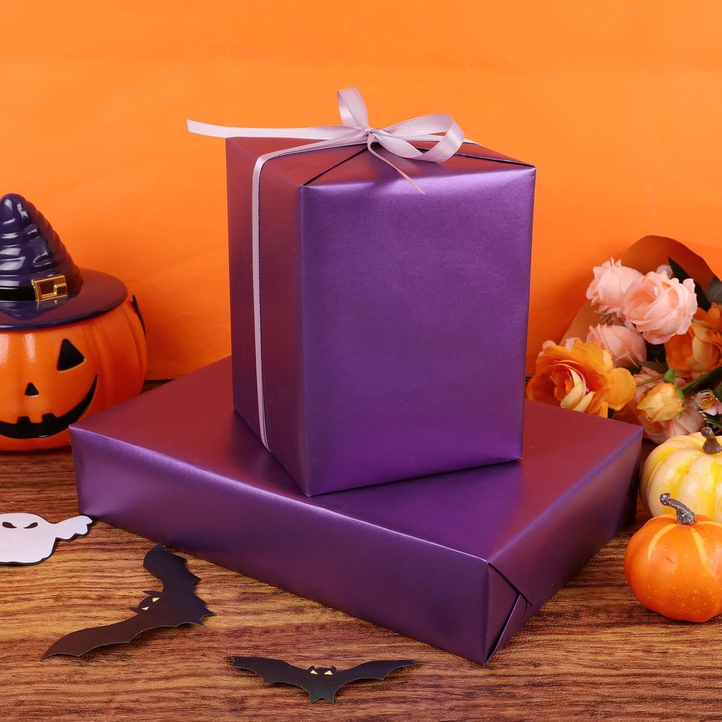 NESCCI Deep Purple Matte Wrapping Paper,Solid Color Pearly-Lustre Paper,Gift Wrapping Paper,Perfect for Wedding,Valentine's Day,Birthday, Christmas,Baby Shower,DIY Bouquet (17 Inches X 32.8 Feet)