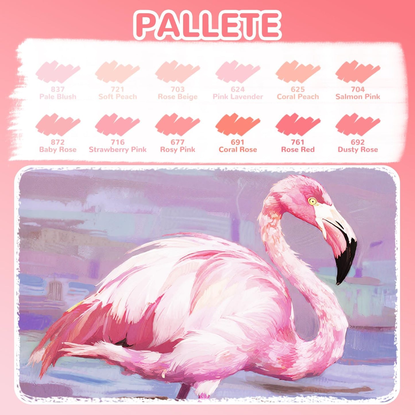 Guangna 12 Pink Skin Series Acrylic Paint Markers Set, Brush Tip Acrylic Paint Pens for Rock Painting, Wood, Glass, Paper, Coloring Book, Ceramic, Canvas, DIY Crafts, Water-Based Ink