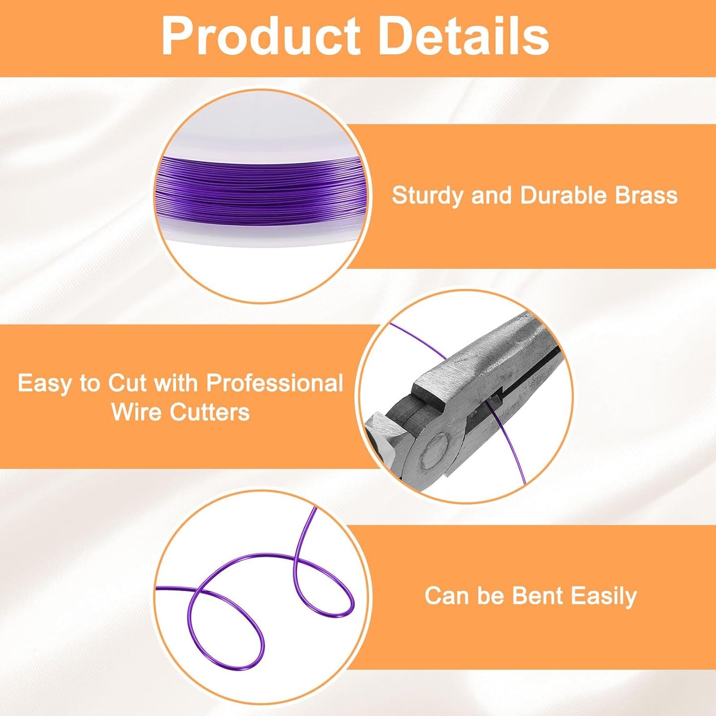 HARFINGTON 49ft Jewelry Wire, 28 Gauge (0.3mm) Brass Craft Soft Metal Tarnish Resistant Copper Beading Wire for Jewelry Making Supplies Crafting, Purple