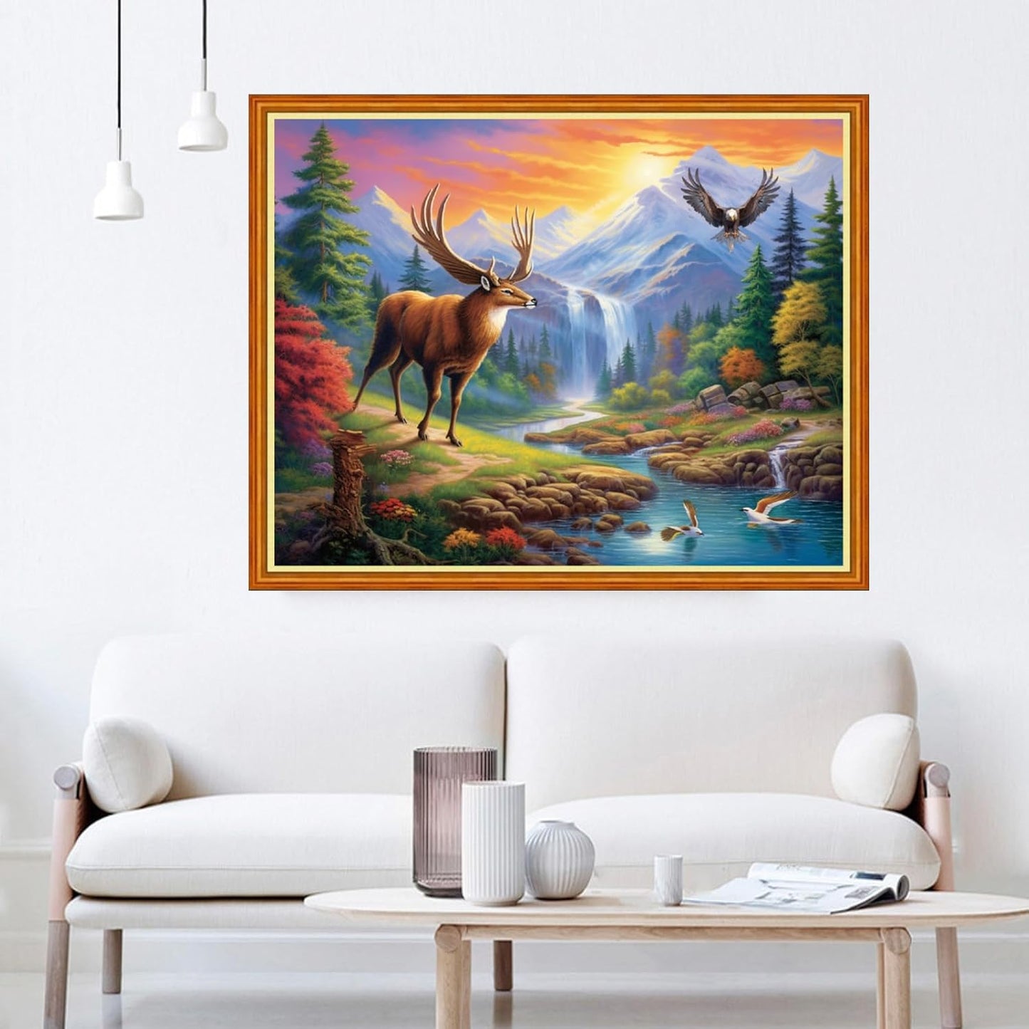 Dooxvey Cross Stitch Kit for Adults Beginners - Stamped Needlepoint Embroidery Pattern, Lucky Deer 16x20 Inch, 11CT