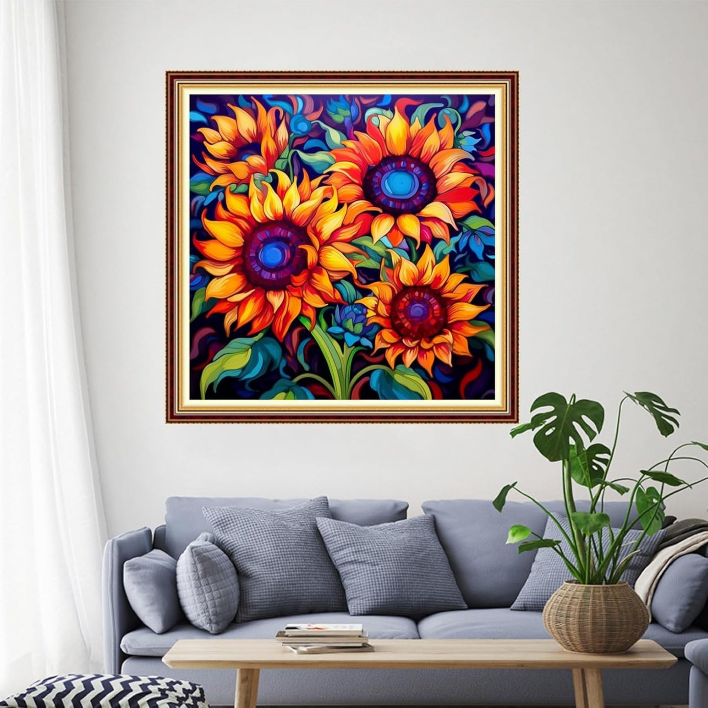 Funchey Stamped Cross Stitch Kits, DIY Cross Stitch Pattern for Adults Beginners Needlepoint Kits Embroidery Kit Arts and Crafts 11CT-Magic Sunflower 18x18 inch