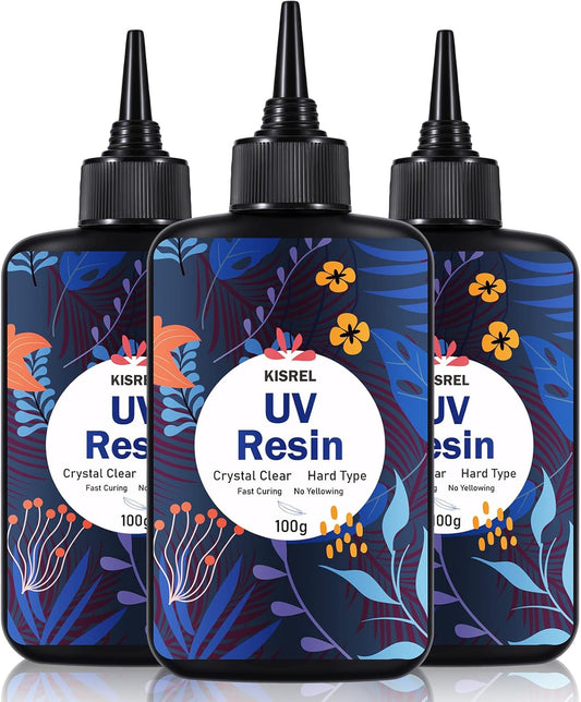 KISREL UV Resin 300g - Upgraded UV Resin Kit, Hard Type Crystal Clear Ultraviolet Curing UV Epoxy Resin for Craft Jewelry Making