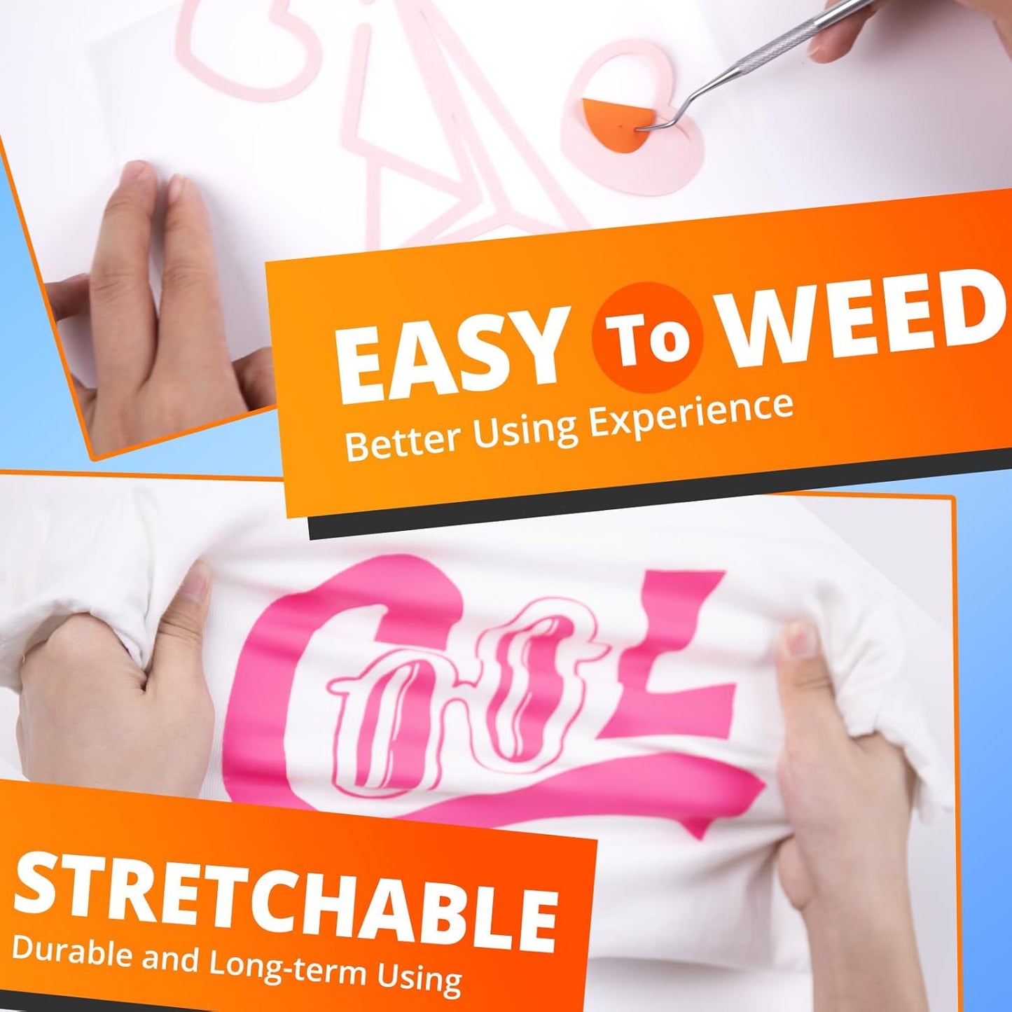 HTVRONT Heat Transfer Vinyl HTV Vinyl Bundle, 65 Pack Iron on Vinyl for T-Shirts 41 Assorted Colors HTV Vinyl Bundle with Weeding Hooks and PTFE Sheet