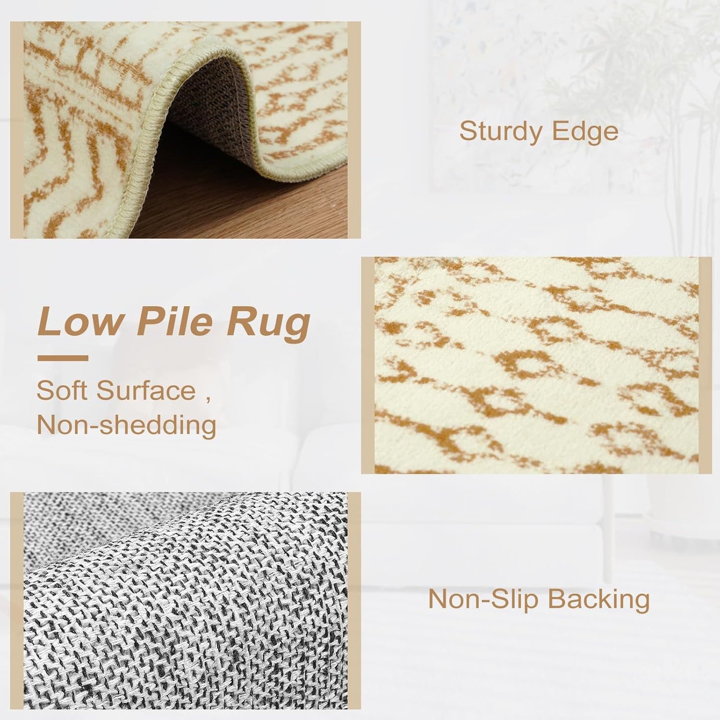 Boho Rug Runners for Hallways, 2x6 Ultra Soft Non-Slip Vintage Kitchen Mat, Stain Resistant Washable Farmhouse Rug Carpet Runner for Bedside Laundry Room Bathroom Doorway