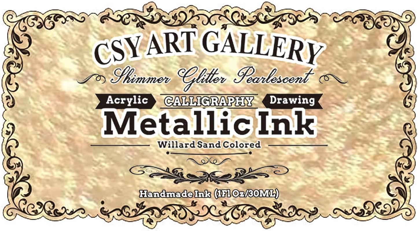 CSY Art Gallery Metallic Acrylic Inks-Drawing Inks for Rock, Fabric, Wood, Glass, Craft Liquid Leaf Paint for Halloween Decorations - Pumpkin Painting Kit,Art Supplies