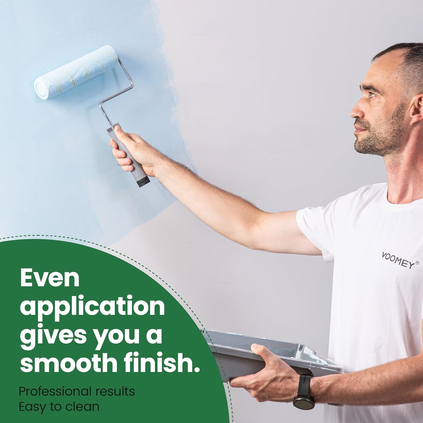 VOOMEY 17 Piece Paint Roller Kit - Paint Rollers 9"4", Paint Roller Frame，Paint Trays, Microfiber Roller Cover, Paint Kit for House Painting,Paint Brushes for Painting Walls