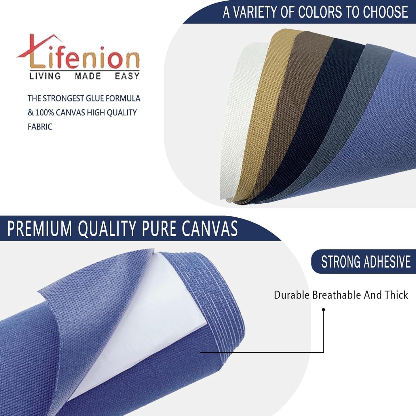 Canvas Repair Patch, 17X79 Inch Strong Sticky Fabric Repair Tape, Self-Adhesive Fabric Patch for Sofas, Tote Bags, Clothing, Car Seats, Furniture (Dark Blue, 17X79 Inch)