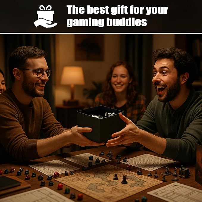 ASTRANOVA Metal Bullet Dice Set with Spinning Revolver Cylinder Holder for DND, Tabletop Games(Bronze)