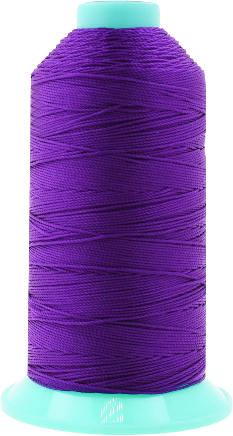 Mandala Crafts Bonded Nylon Thread True Purple Heavy Duty Sewing Threads - 415 YDs Size 346 210D T350 Tex 350 Thread for Leather Jeans Weaving Outdoor Marine Upholstery Threads