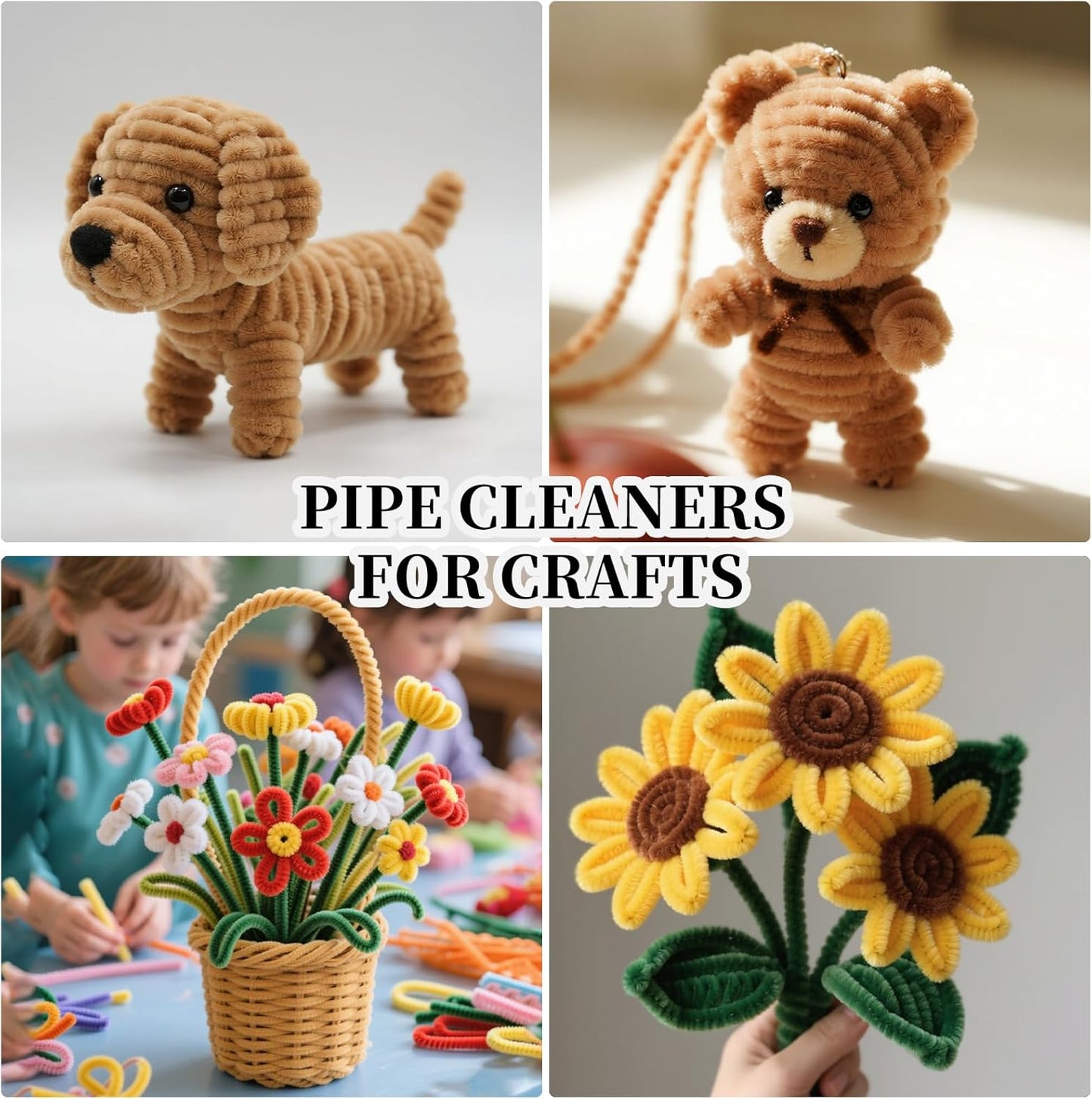 Beige Pipe Cleaners,Arts & Crafts 200pcs Chenille Stems,Pipe Cleaner Crafts for Girls 8-12,Christmas Gifts,DIY Decor Ccrafts for Adults,Art and Craft Supplies, Arts and Crafts,Limpia Pipas