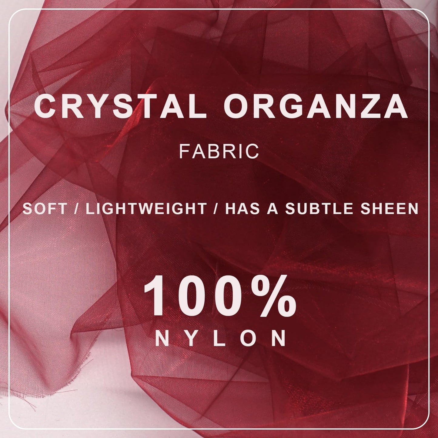 Organza Tulle Fabric Rolls, Crystal Organza 12" by 50 Yards (150 ft) Sheer Nylon Silky Shiny Netting Spool Bolt for DIY Craft Table Runner Wedding Baby Shower Party Decor (Burgundy)