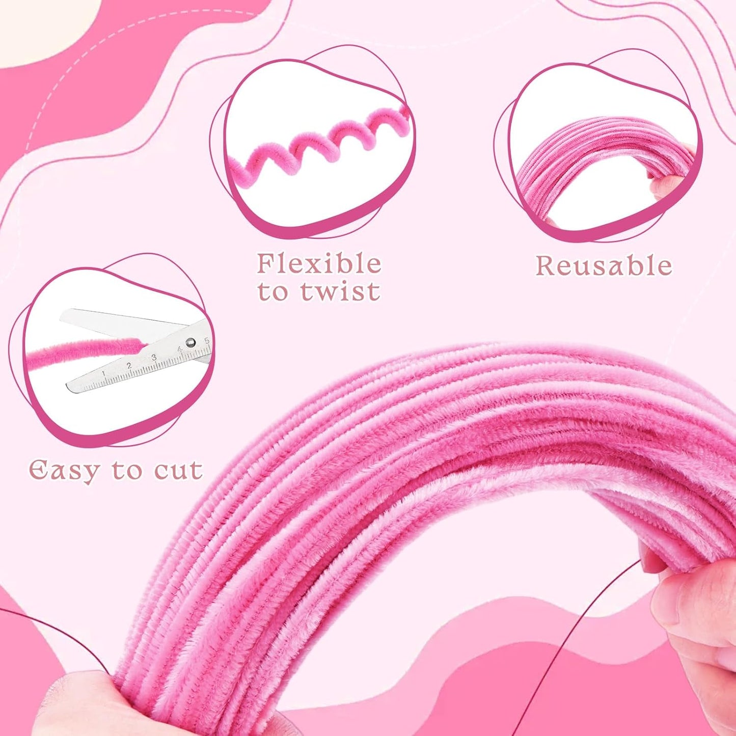 FACIACC 600PCS Pipe Cleaners Craft, 6 Assorted Colors Chenille Stems for DIY Bouquet Christmas Gift Party Decor (Red)