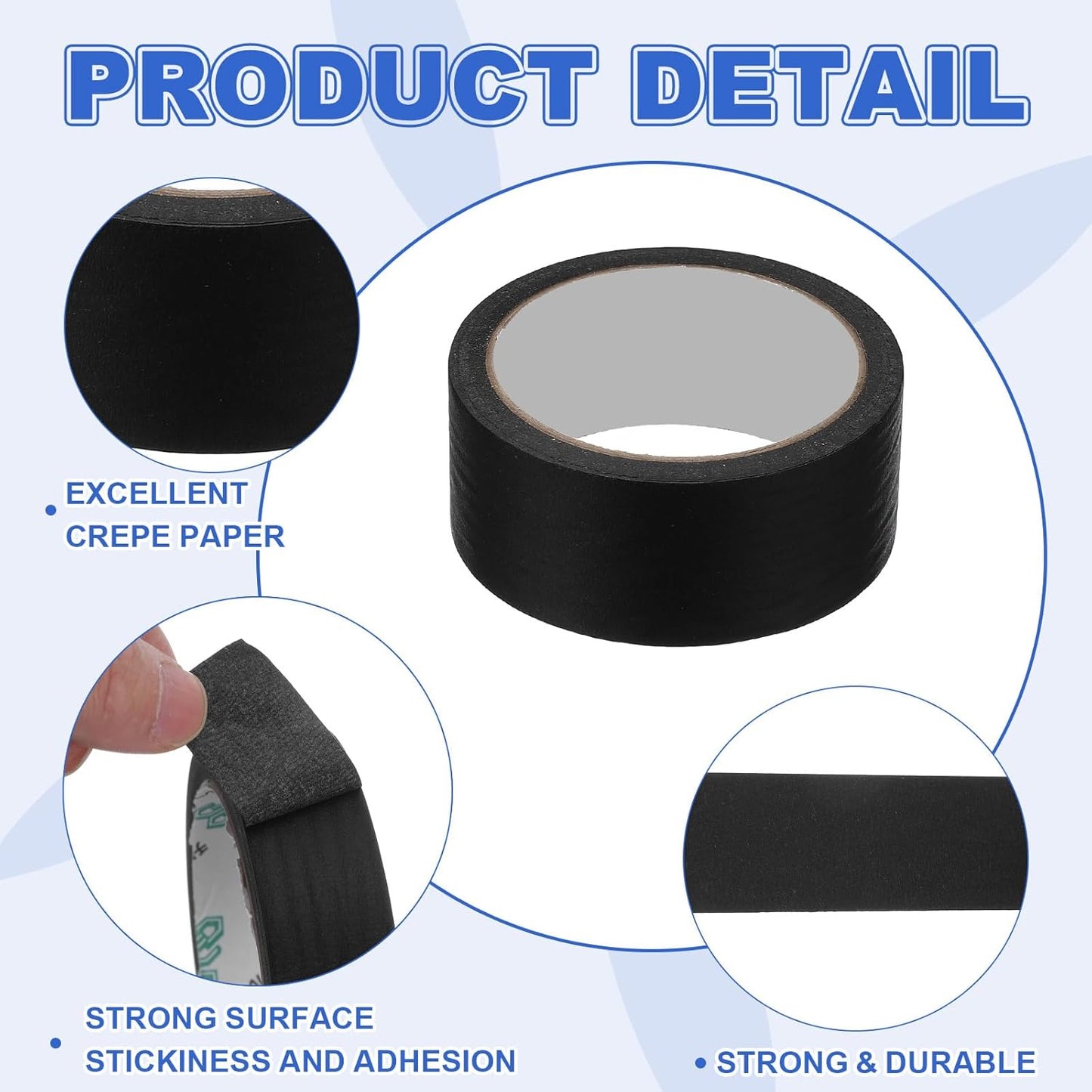 MECCANIXITY Masking Tape 1.6 Inch x 21 Yard Painter's Tape Black Paint Tapes for DIY Crafts Arts Drawing Decoration Labeling Car Painting Artist Teachers, Pack of 6