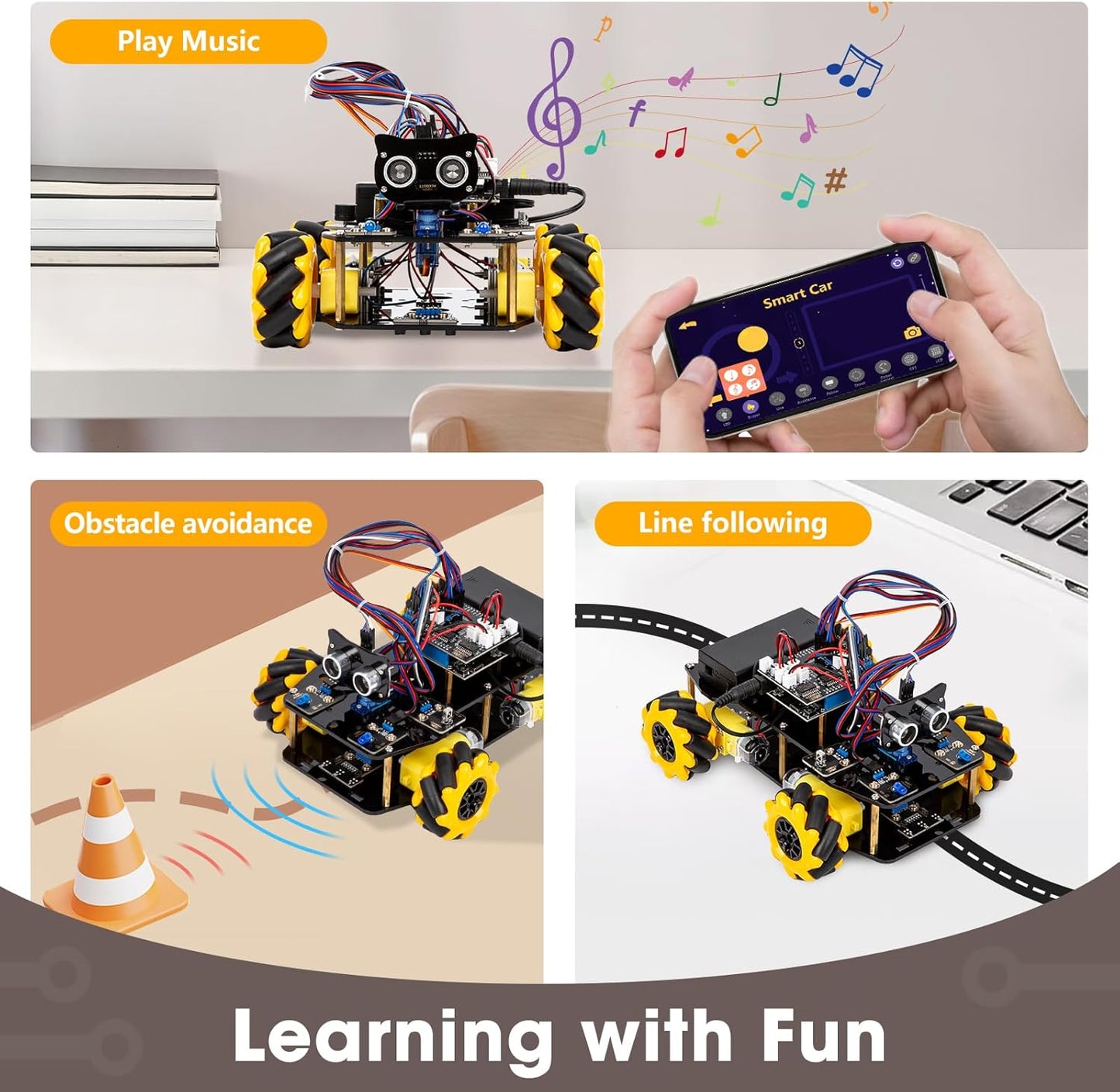ACEBOTT Robot Kit, Robotics for Kids Ages 8-12 12-16, STEM Toys for Boys with Remote & App Control, Arduino & Scratch Compatible, Science Kits for Kids Age 8-12 12-16, Gift for Boys & Girls(Yellow)