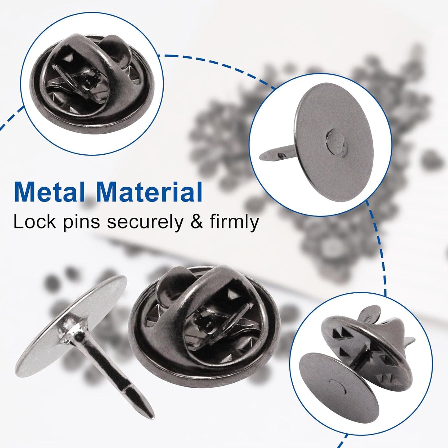 260 Set Pin Backs, Blank Pins Scatter Butterfly Clutch Pin Holder Enamel Pins Locking Backs Tie Tacks Jewelry Backings Clasp for Brooch Lapel Hat Uniform Badges Tie Tack (10mm, Black)