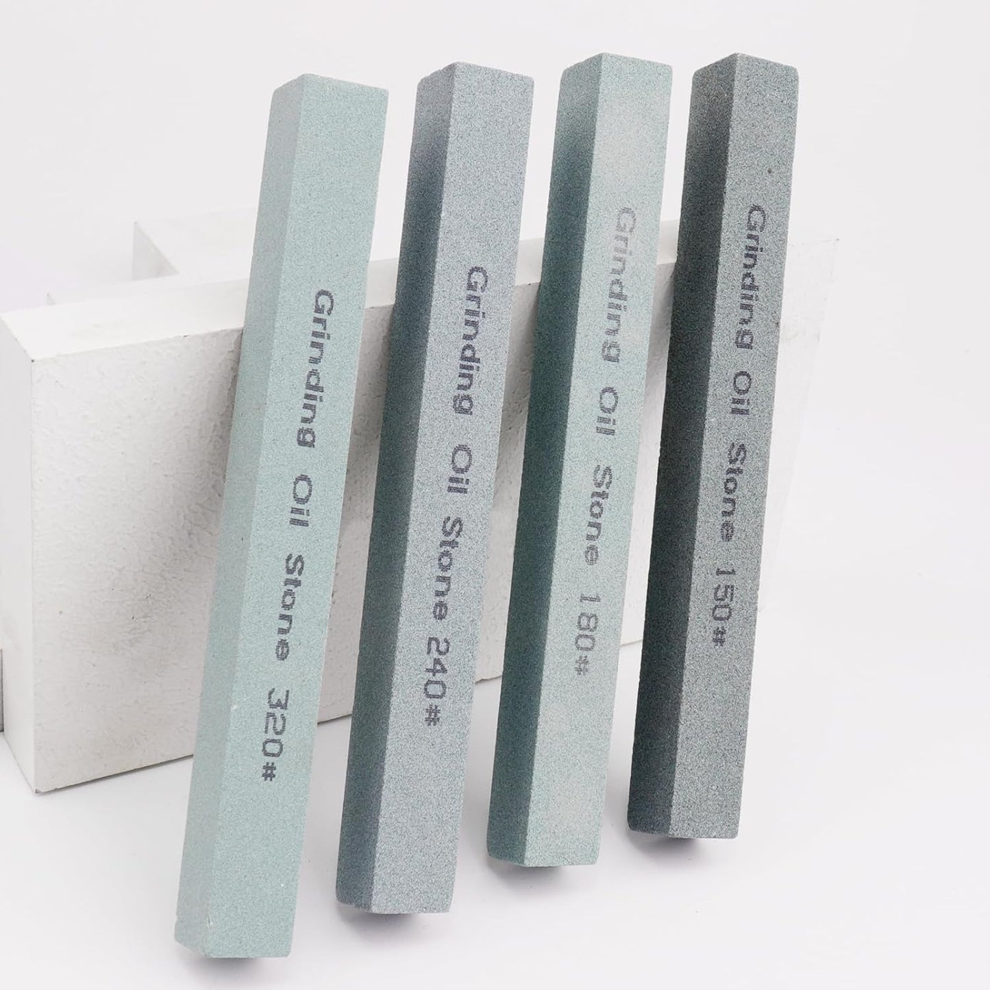4Pcs Square Sharpening Stone Set -Grits 150#, 180#, 240#, 320# Green Silicon Carbide Honing Whetstone Kit for Moldels, Metal & Knife Cutting Tools (150 * 16 * 16mm)