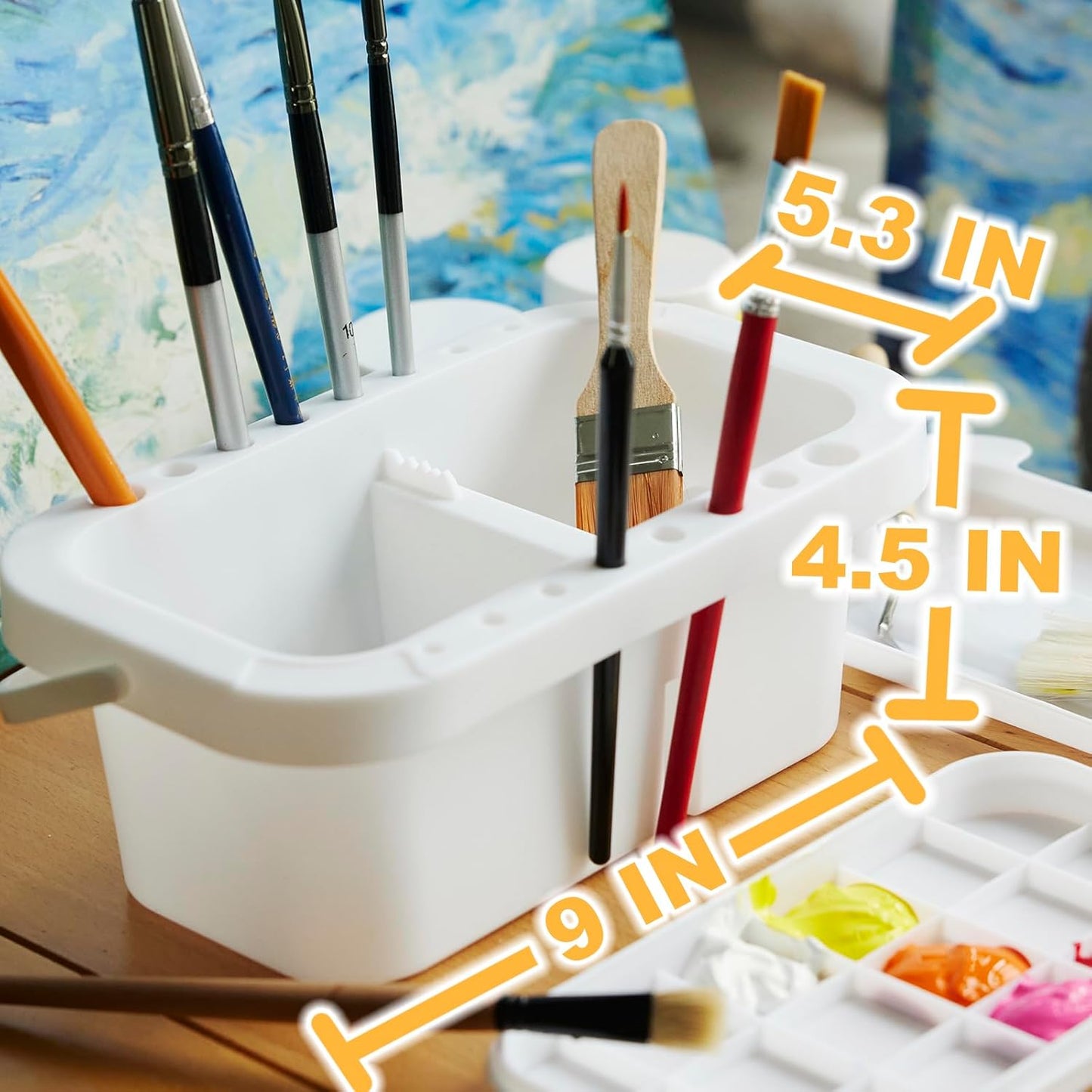 SEVENY Paint Brush Cleaner, Paint Brush Holder and Organizers with Palette for Acrylic, Watercolor, and Water-Based Paints (White)