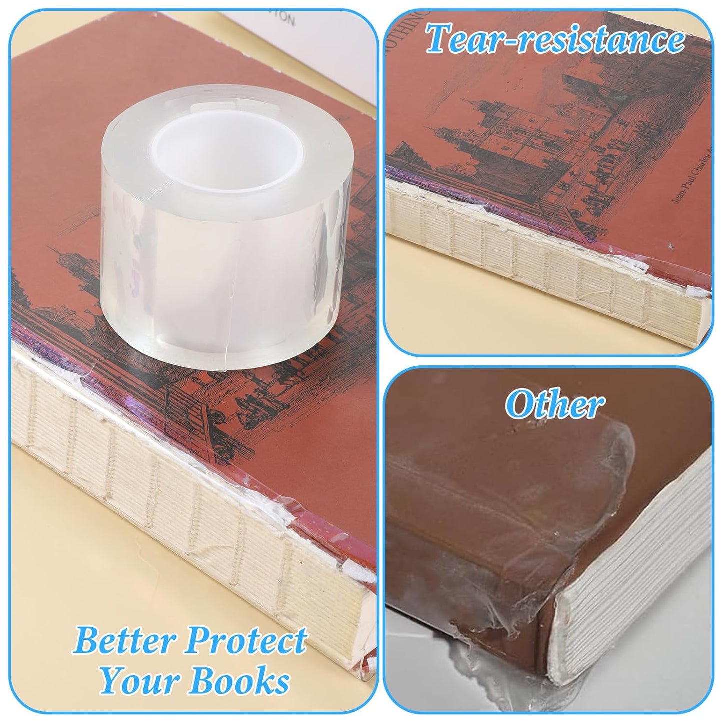 Clear Book Binding Tape 2 Inch Wide Archival Safe Acid-Free Book Repair Tape for Broken Pages Waterproof Adhesive Books Binding Tapes Material for Reinforcing Books Spines(2 Inch x 16.5 Feet)