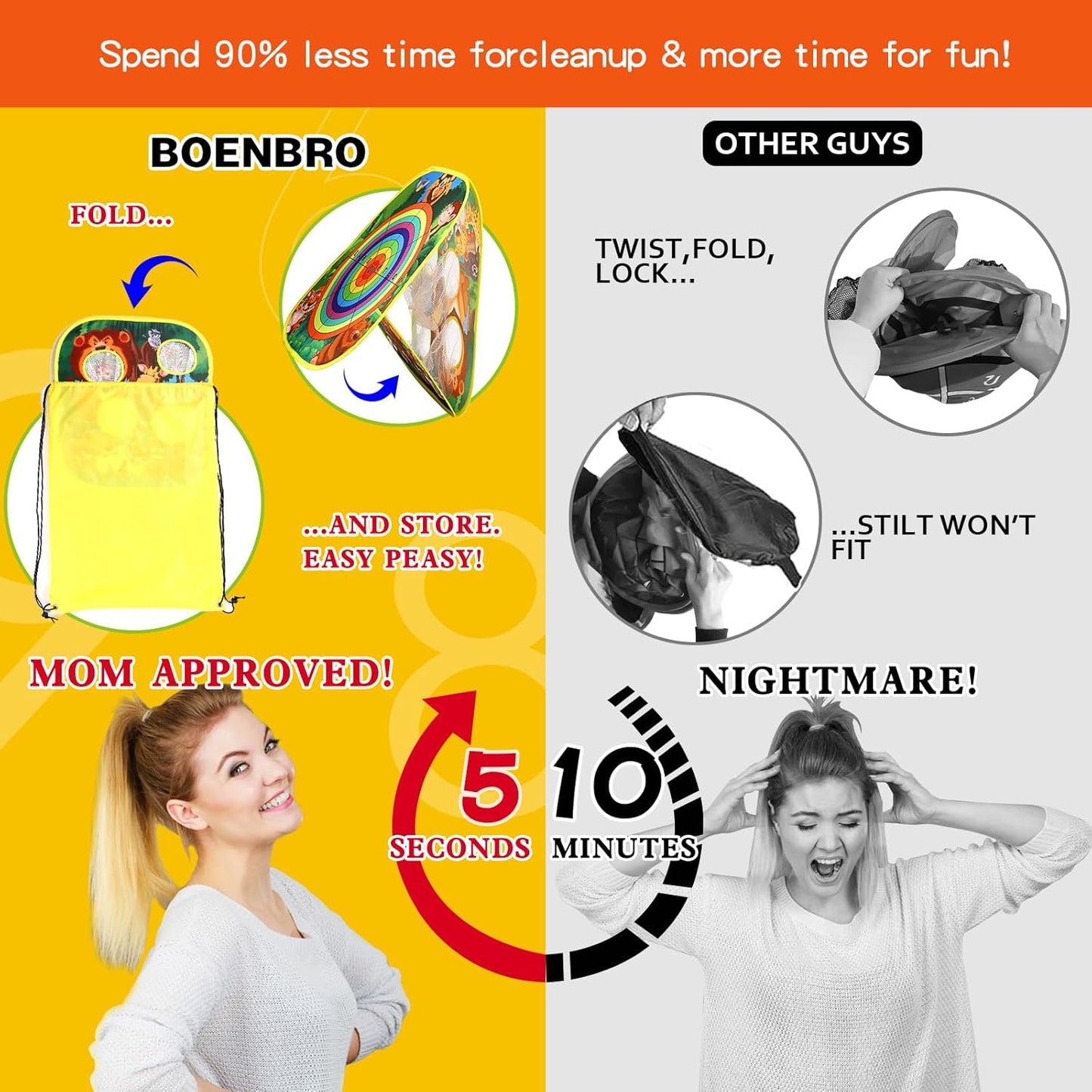 Bean Bag Toss Game for Kids/Double-Sided Foldable Cornhole Board/Backyard Beach Yard Outdoor Toys for Kids Ages 4-8/5-Second Setup/Party Supplies for Kids