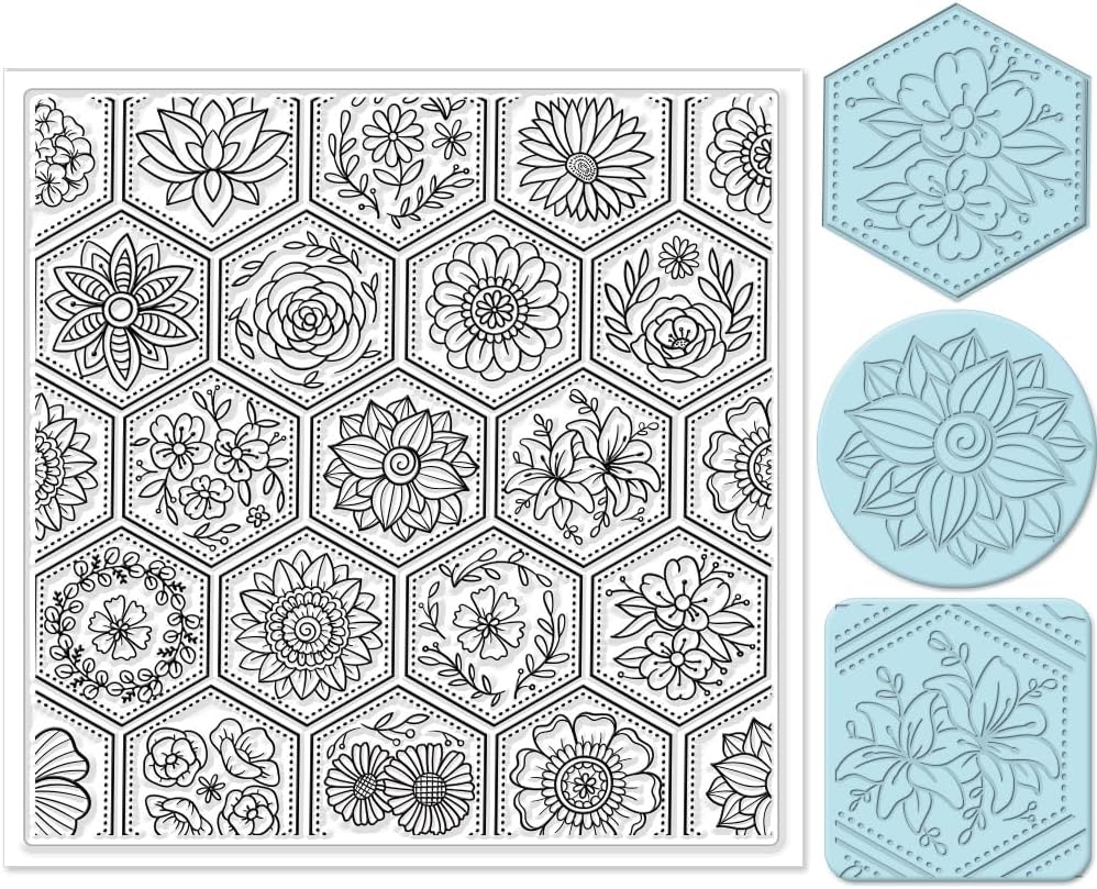 CHGCRAFT Flowers Boom Silicone Texture Stamp Clay Modeling Pattern Pad Texture Sheets for Polymer Clay Making Earrings Jewelry, 5.5x5.5inch
