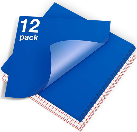 HTVRONT Blue Permanent Vinyl - 12 Pack for Cutting Machine - 10 Sheets 12" x 12"& 2 Transfer Tape Sheets for Party Decoration, Sticker, Craft Cutter, Car Decal (Glossy)