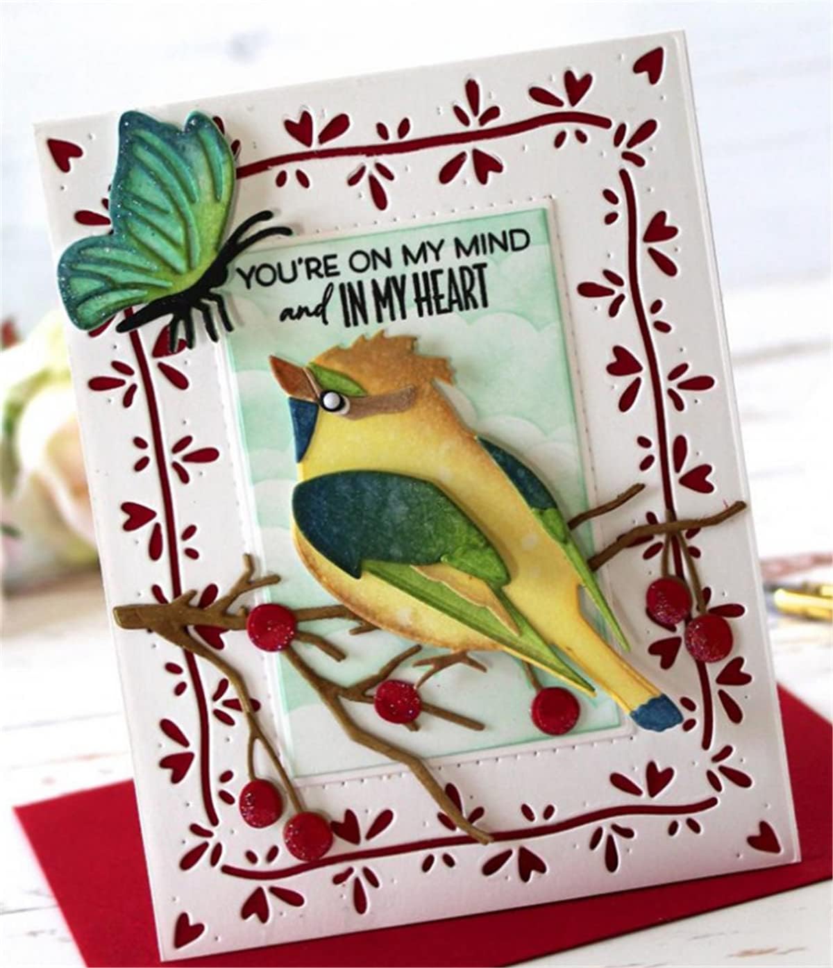 Cutting Dies Metal Stencils Scrapbooking Tools Flowers Lace Frame DIY Embossing Template for Paper Card Making Album Arts Crafts Supplies (Rectangle Love line frame-13.8x10.5cm)