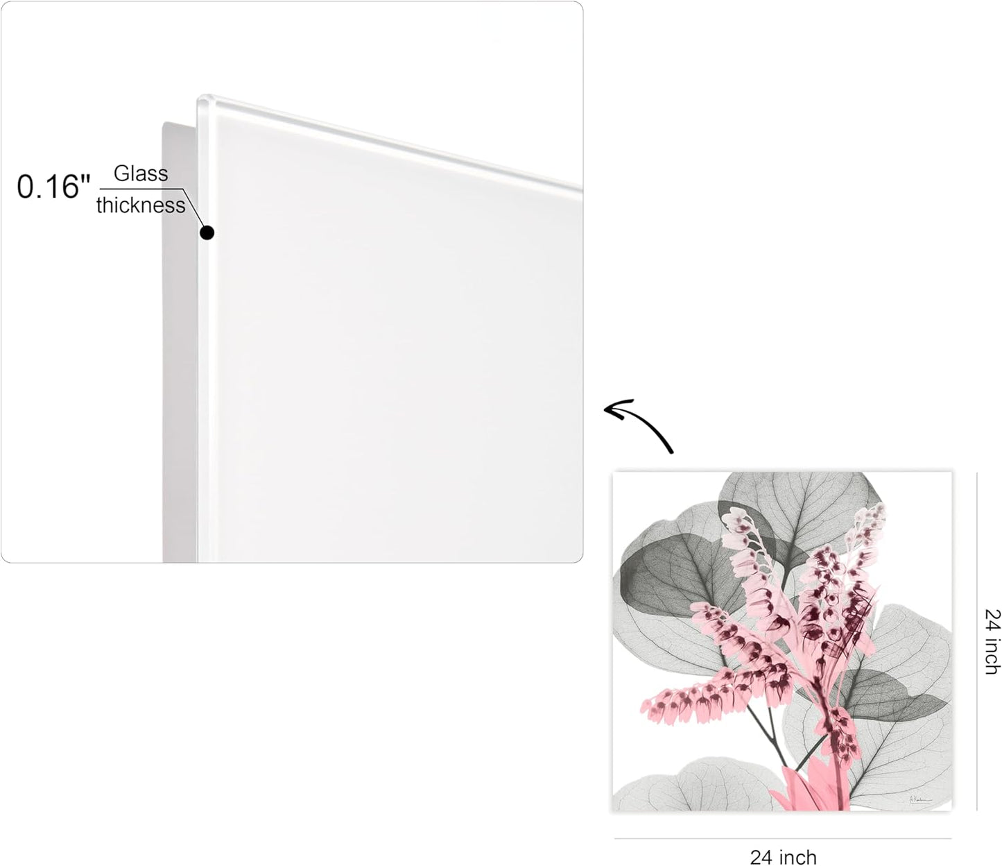 Empire Art Direct Frameless Free Floating Tempered Glass Panel Graphic Wall Art Ready to Hang, 24" x 24", Eucalyptus Bush 1