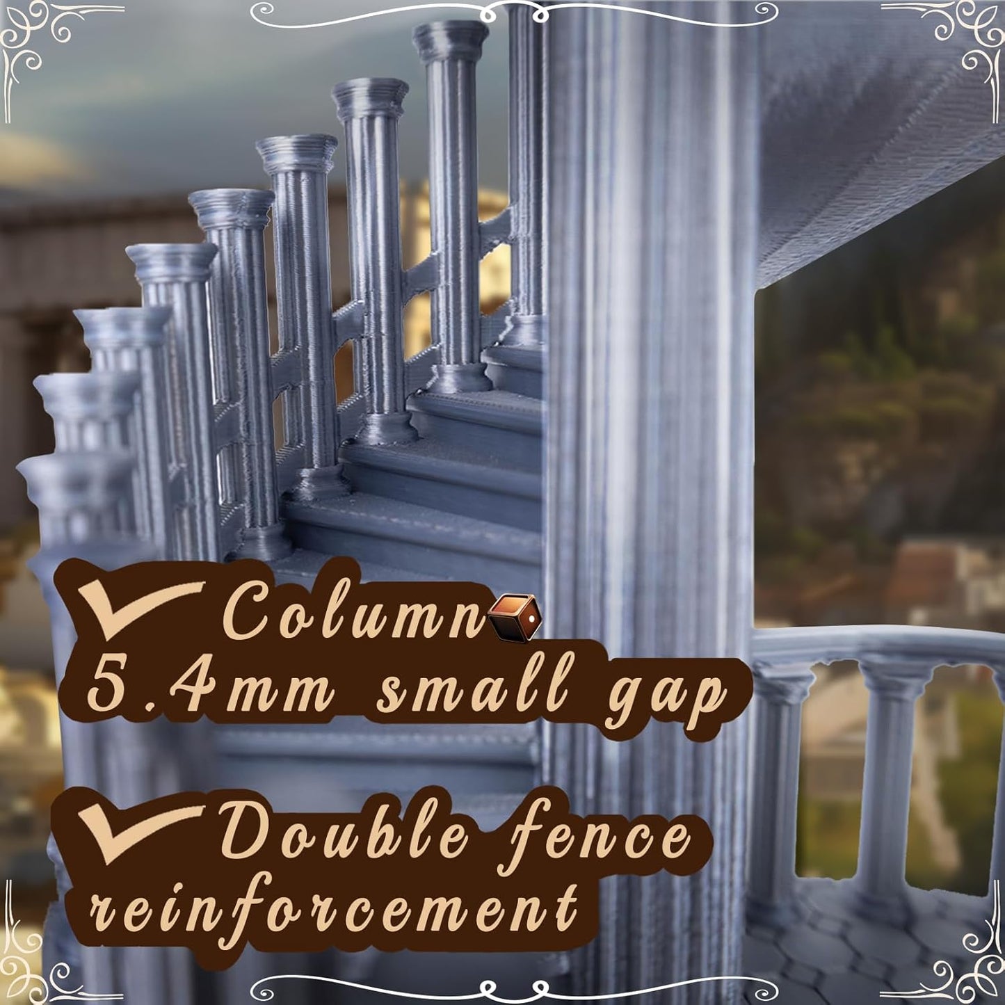 DND Dice Tower with Tray for Role Playing Game,Dungeons and Dragons,D&D,TRPG,7PCS Dice Included,Perfect Ancient Roman Castle Theme Dice Rolling Tower (Classic Grey Color)