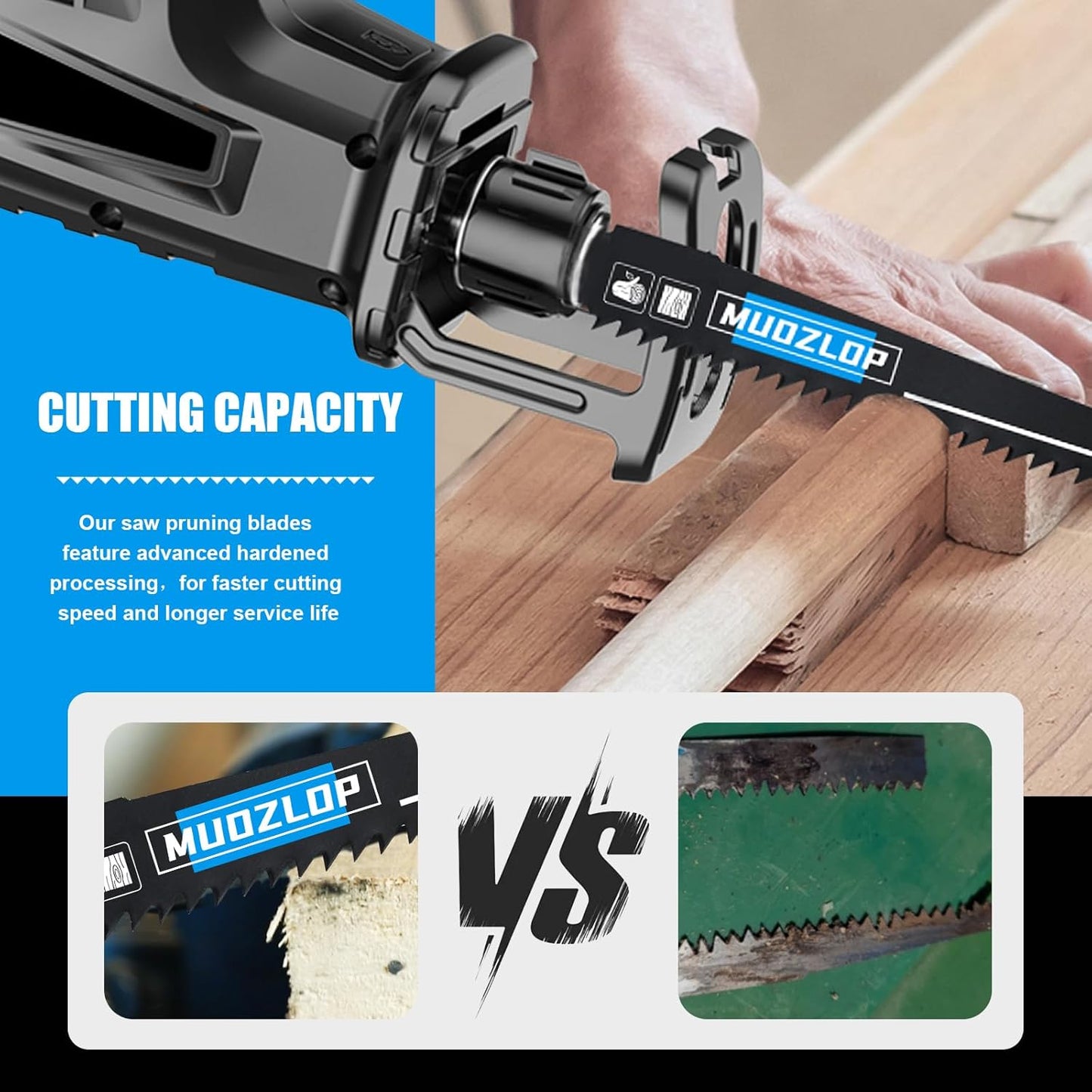 10 Pack 9 inch Reciprocating Saw Blades Set,6 TPI High Carbon Saw Blades, Woodcutting Saw Blades with Organizer Case (10, 6TPI/225mm)