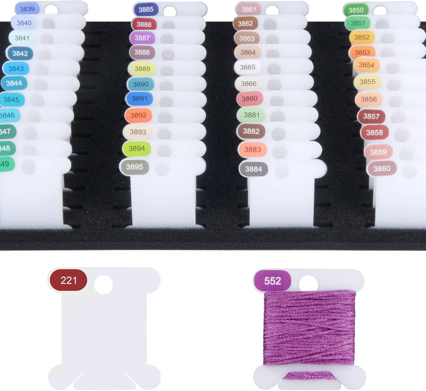 Hamtery Plastic Embroidery Floss Bobbins, Pre-Labeled Color Number Embroidery Thread Organizer for Cross Stitch Thread Storage-No Foam Inserts (Set 2: 250pcs)