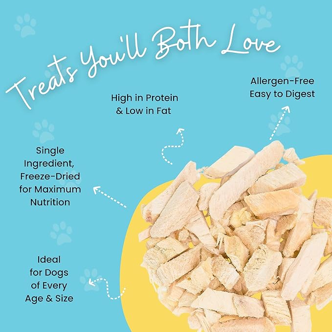 Hotspot Pets Freeze Dried Chicken Treats for Cats & Dogs -1LB Big Bag- Made in USA - Single Ingredient - Resealable Bag, All Natural Grain-Free Chicken Breast- Perfect for Training, Topper or Snack