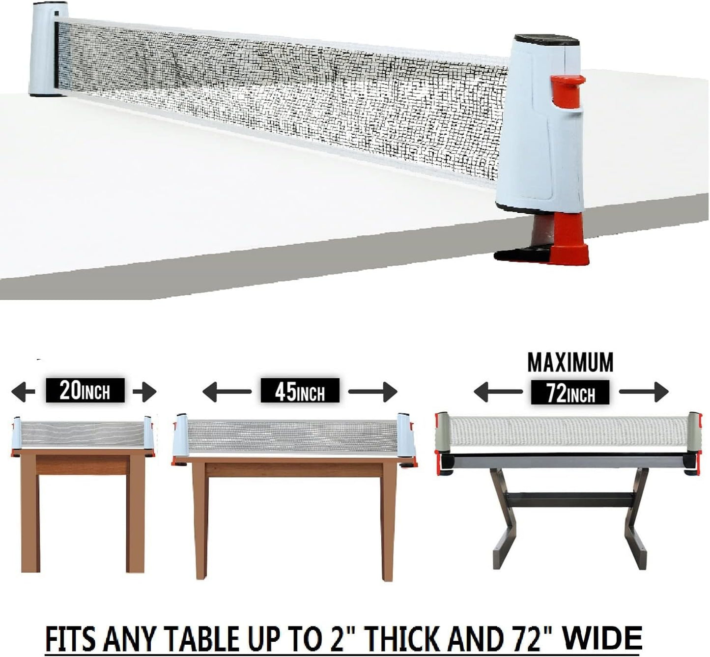 Ping Pong Net Table Tennis - Win SPORTS Paddle Set with Retractable Net,Play Anywhere Ping Pong Net for Any Table,2 Table Tennis Paddle& Rackets,3 Balls,Storage Case,Set with Retractable Table Tennis Net