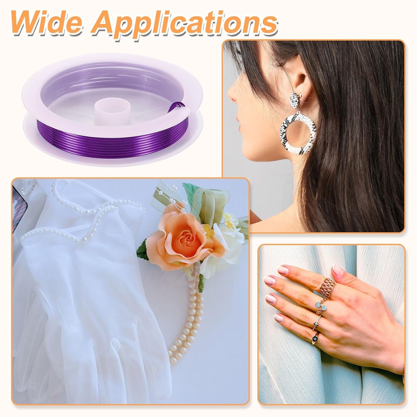 HARFINGTON 5ft Jewelry Wire, 18 Gauge (1mm) Brass Craft Soft Metal Tarnish Resistant Copper Beading Wire for Jewelry Making Supplies Crafting, Purple