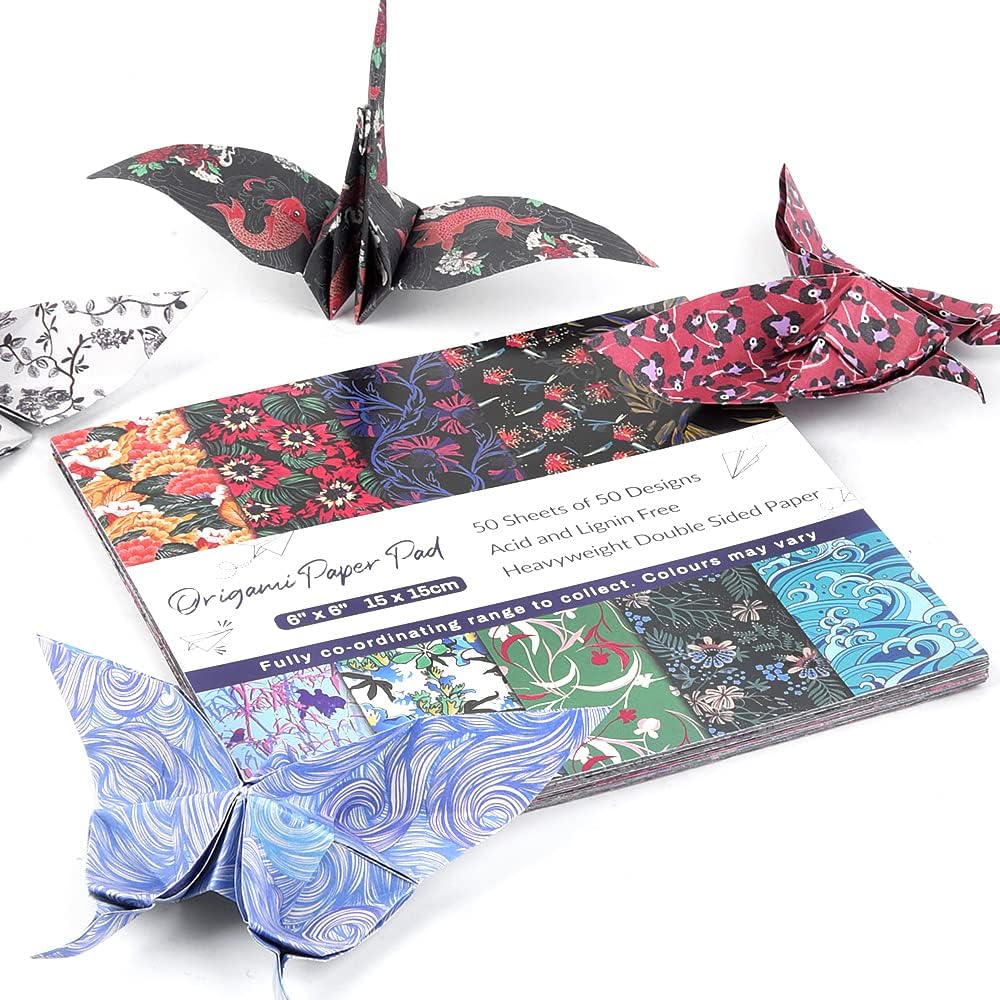 Origami 6x6 Paper Kit 150 Sheets 50 Vivid Colors Double Sided Same Printed Traditional Patterns Square for Arts Crafts Projects Japan traditional Chiyo Japanese Chiyogami