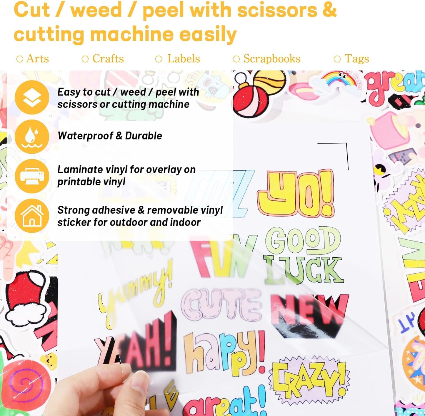 TECKWRAP Matte Laminating Sheets clear laminate sheets Sticker Paper for Inkjet Printer Clear Laminate Sheets for Printable Vinyl Sticker Paper, Photo Paper, Labels 8.26" x 11.69" A4 28 Sheets, Matte