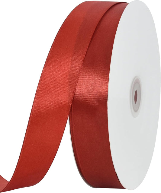 TONIFUL 1 Inch x 100yds Rust Satin Ribbon, Thin Solid Color Satin Ribbon for Gift Wrapping, Crafts, Hair Bows Making, Wedding Party Decoration, Invitation Cards, Floral Bouquets, Christmas