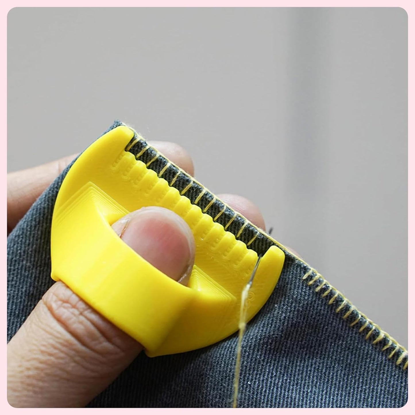 4mm Seam Guide for Hand Sewing Edge Lockranding Tool, Sewing Needle Gauge Measuring Tool, Mini Finger Ruler Kit Ideal for Leather/Fabric/Craft Sew, White 1 Pcs