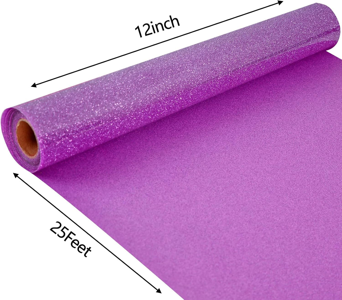 FUNKAKA Glitter Purple Pink HTV Heat Transfer Vinyl Rolls, 12" x 25ft PU Iron on Vinyl for T-Shirt Purple Pink Glitter HTV Vinyl for All Cutter Machines Easy to Cut & Weed for Heat Vinyl Design