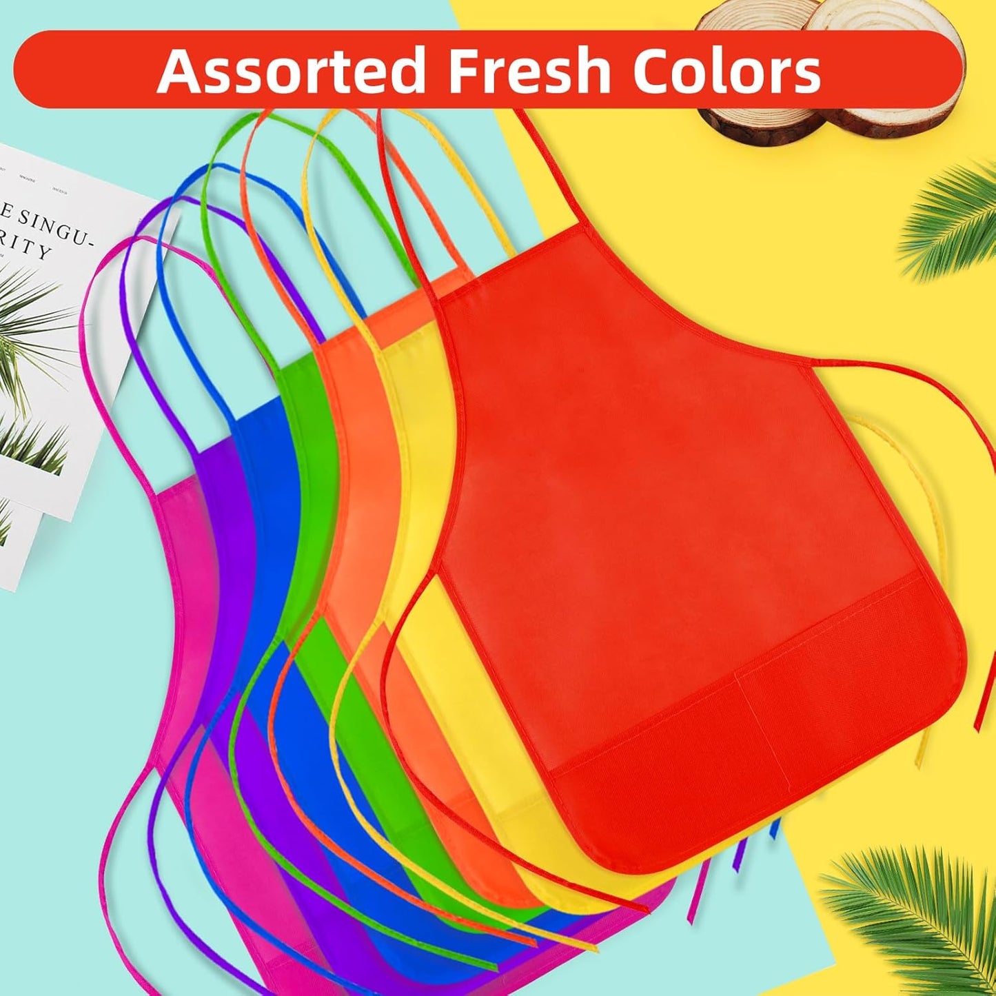 CHRORINE 6/12/24 Pack Kids Painting Apron Toddler Art Aprons for Kids Paint Apron Smock for Painting Cooking Craft Activity