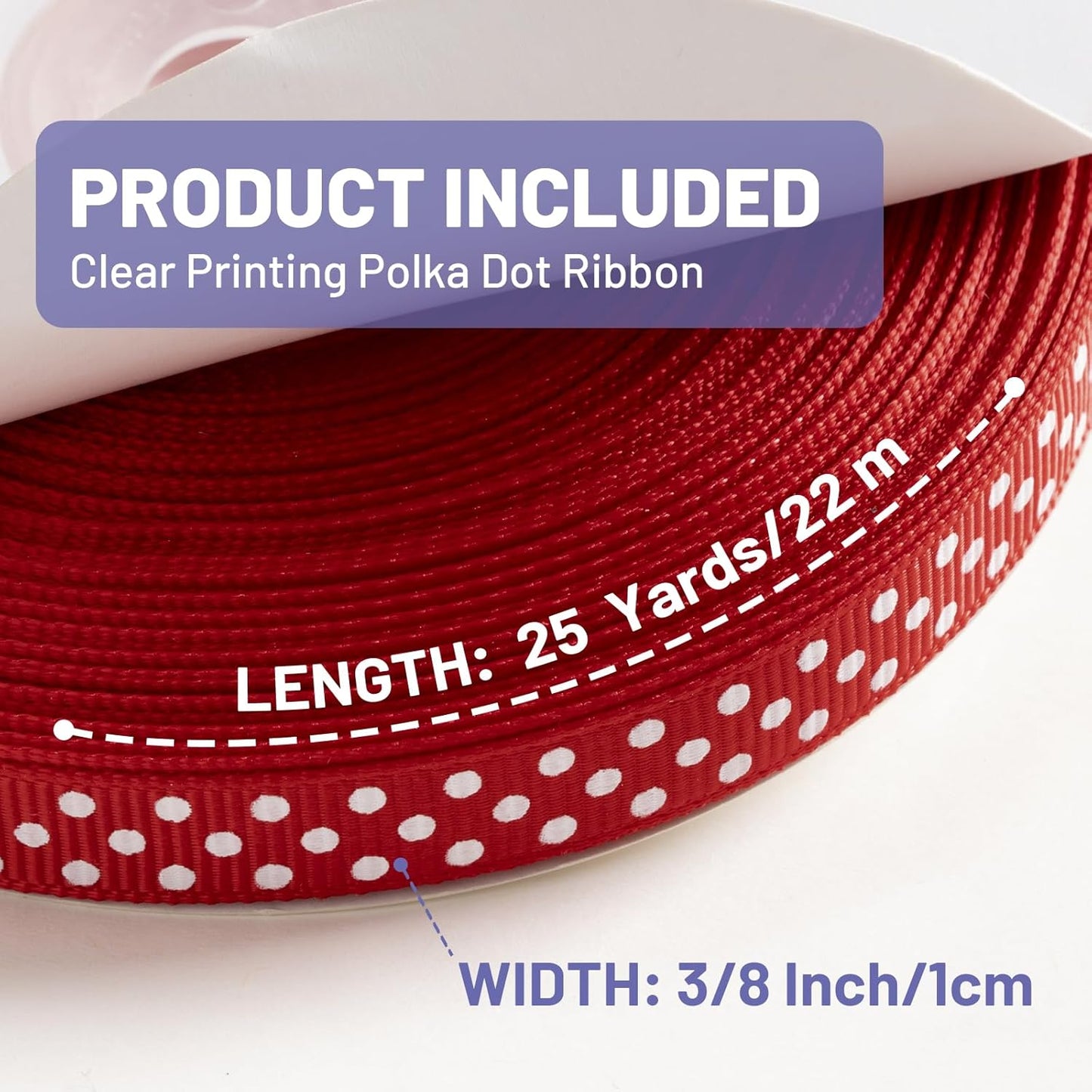 Polka Dot Grosgrain Ribbon 3/8 Inch, 25 Yards Spool Red and White Dot Craft Ribbon for Christmas Gift Wrapping DIY Crafts Hair Bows Wedding Party Decor Sewing and Home Decoration