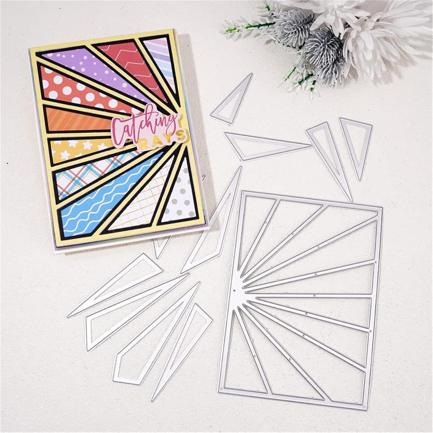 Cutting Dies Metal Stencils Scrapbooking Tools Flowers Lace Frame DIY Embossing Template for Paper Card Making Album Arts Crafts Supplies (Sun Frame-14x10cm)