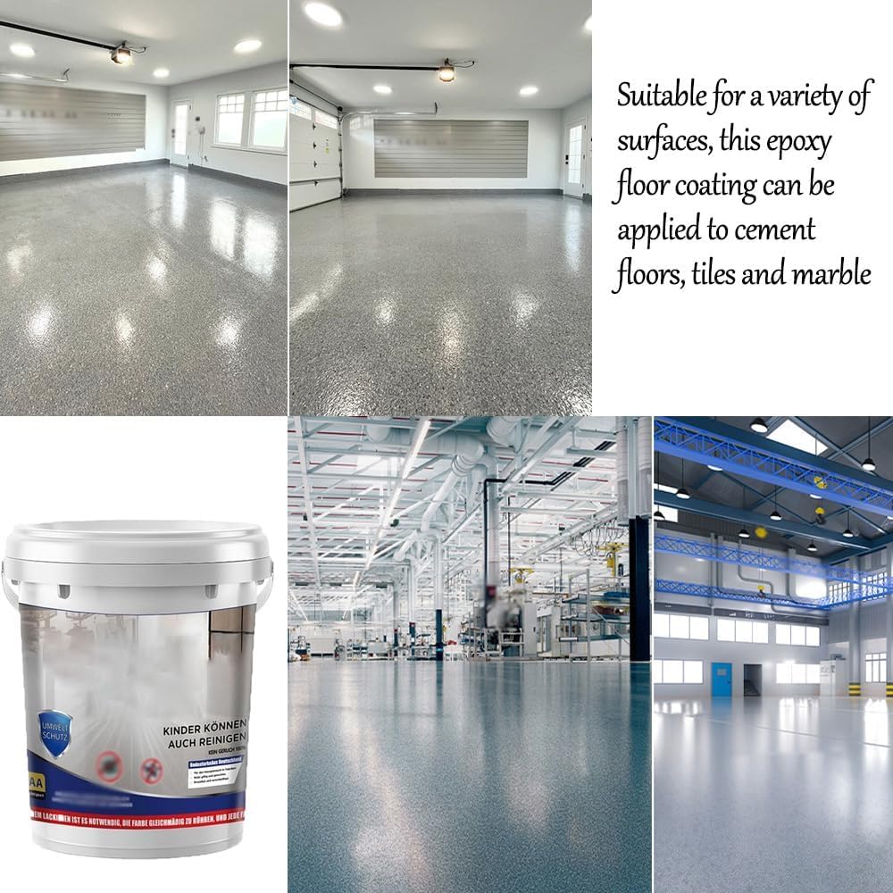 Louis Forest Epoxy Floor Paint, High-Gloss Marble Effect Epoxy Floor Coating (Green-A,1pcs)