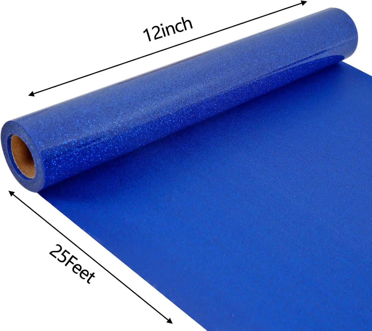 FUNKAKA Glitter Royal Blue HTV Heat Transfer Vinyl Rolls, 12" x 25ft PU Iron on Vinyl for T-Shirt Royal Blue Glitter HTV Vinyl for All Cutter Machines Easy to Cut & Weed for Heat Vinyl Design