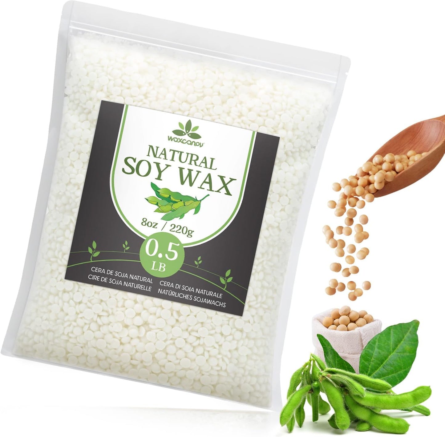 Soy Wax, Waxcanpy Natural Soy Wax for Candle Making, Organic Candle Wax from Farm, No Additives, Harmless and Pure (0.5lb)