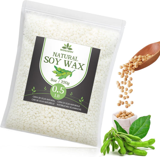 Soy Wax, Waxcanpy Natural Soy Wax for Candle Making, Organic Candle Wax from Farm, No Additives, Harmless and Pure (0.5lb)