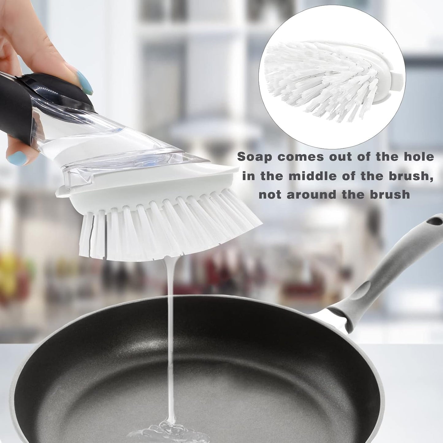 Brush Refills for OXO Dish Brush - 6 Pack Dish Brush Cleaning Soap Dispensing Head Replacement for Scrubber (White)