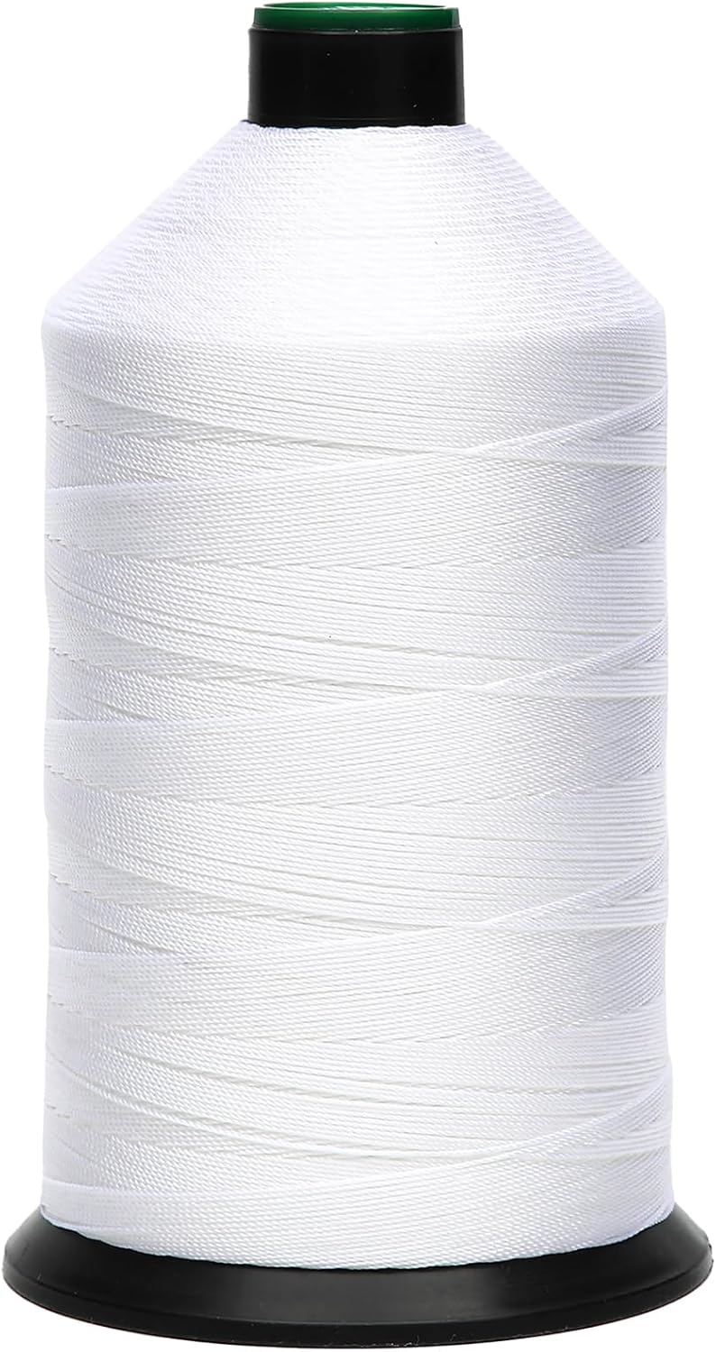 Extra Strong Bonded Nylon Thread #207 Tex210 – 16 OZ, 2000yds, Versatile Stitching Solution for Leather, Upholstery, Canvas Repair and More (White)