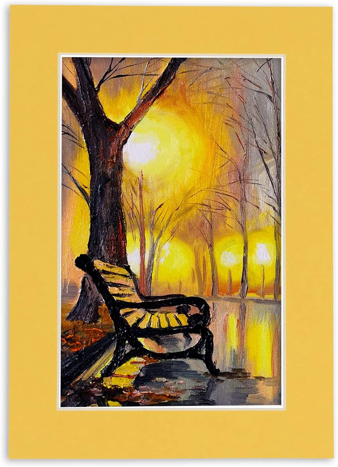 11x14 Mat Bevel Cut for 8.5x11 Photos - Acid Free Chamois Yellow Precut Matboard With Backing Board and Crystal Clear, Self Seal Mat Bag - For Pictures, Framing - 4-ply Thickness