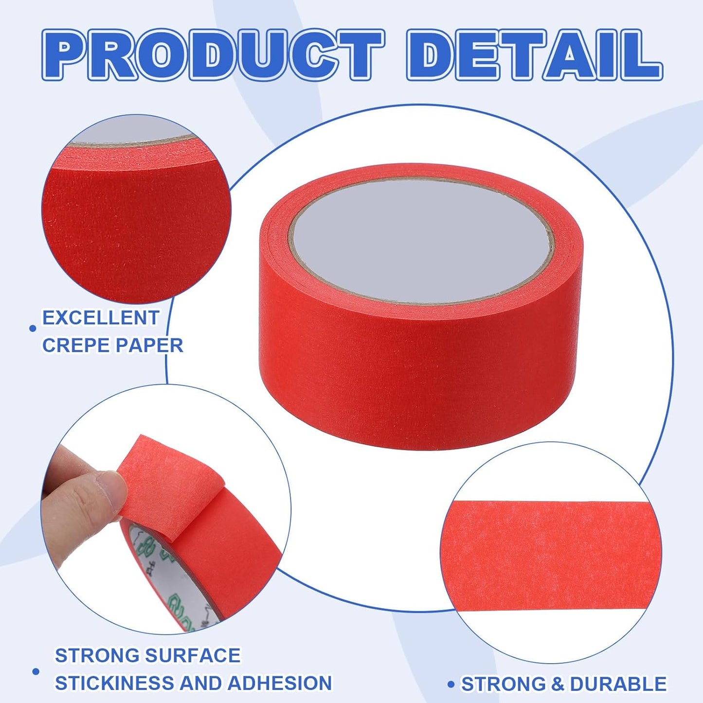 MECCANIXITY Masking Tape 1.8 Inch x 21 Yard Painter's Tape Red Paint Tapes for DIY Crafts Arts Drawing Decoration Labeling Car Painting Artist Teachers, Pack of 6